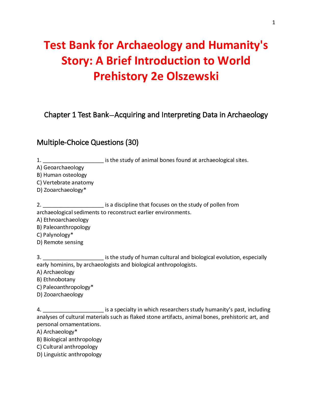 Preview of Archaeology and Humanity's Story A Brief Introduction to World Prehistory 2e Olszewski (Te